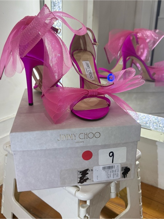 Jimmy Choo Shoes - Jimmy Choo Hot Pink Satin Bow Stiletto Sandals